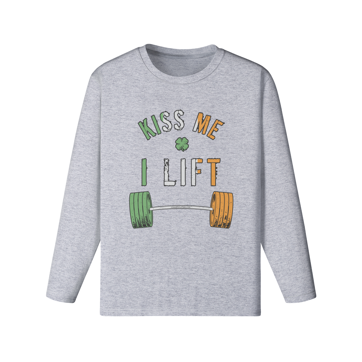 KISS ME I LIFT- Classic Long Sleeve Top-Medium Heather Gray-League of Lifters