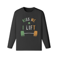 KISS ME I LIFT- Classic Long Sleeve Top-Black-League of Lifters