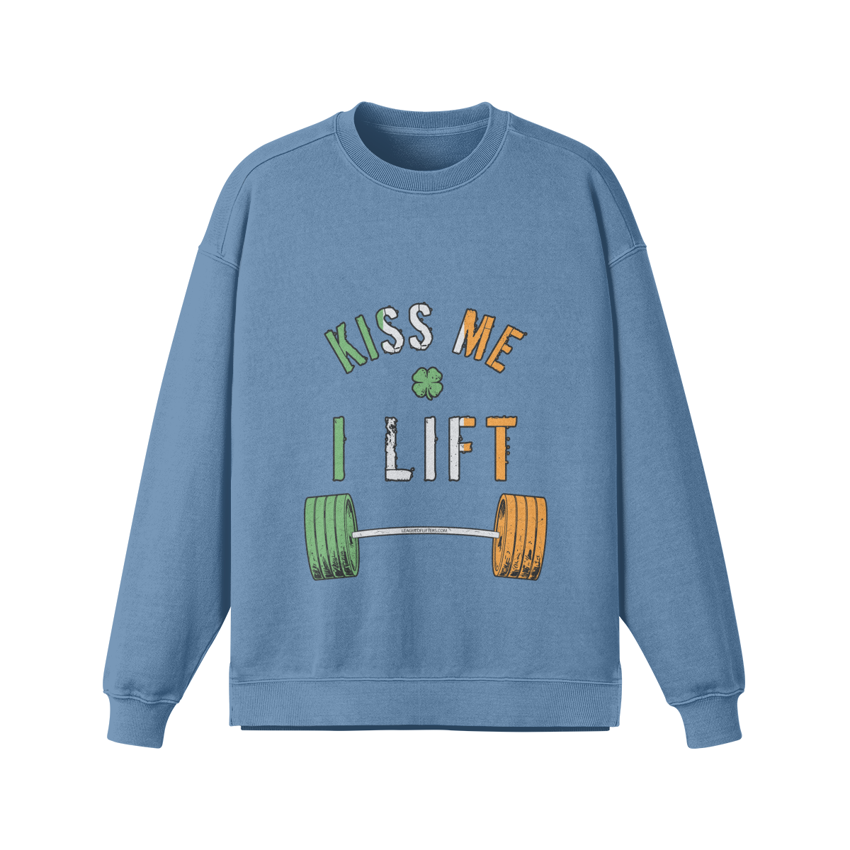 KISS ME I LIFT- Oversized Long Sleeve Sweatshirt-Slate Blue-League of Lifters