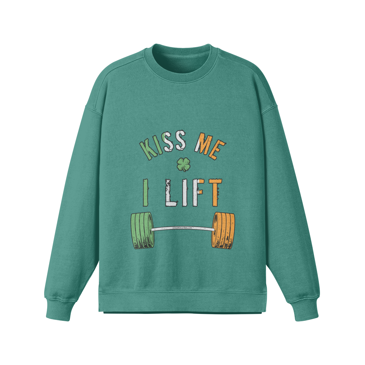 KISS ME I LIFT- Oversized Long Sleeve Sweatshirt-Wintergreen Dream-League of Lifters