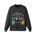 KISS ME I'M A GYM RAT- Oversized Long Sleeve Sweatshirt-Faded Black-League of Lifters