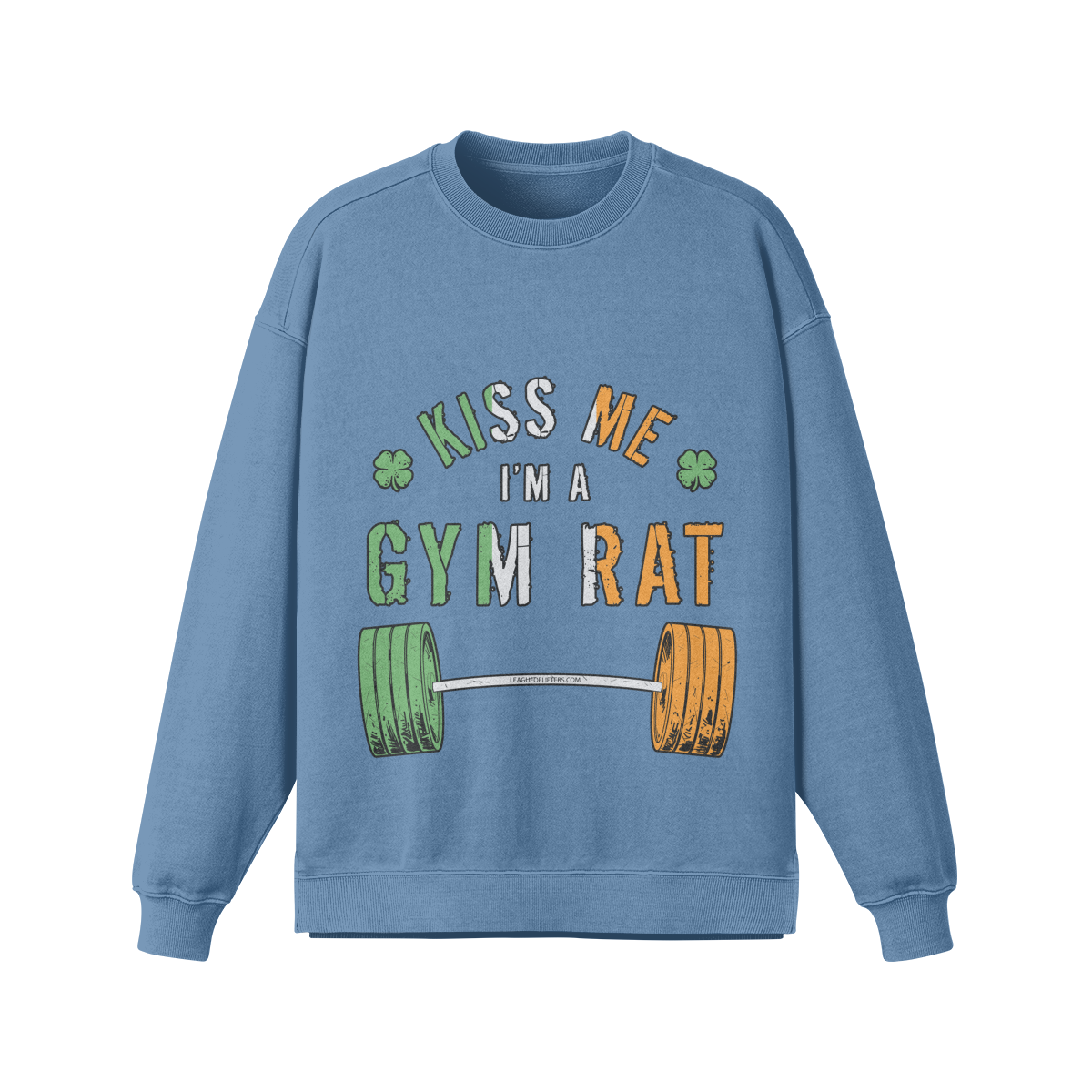 KISS ME I'M A GYM RAT- Oversized Long Sleeve Sweatshirt-Slate Blue-League of Lifters