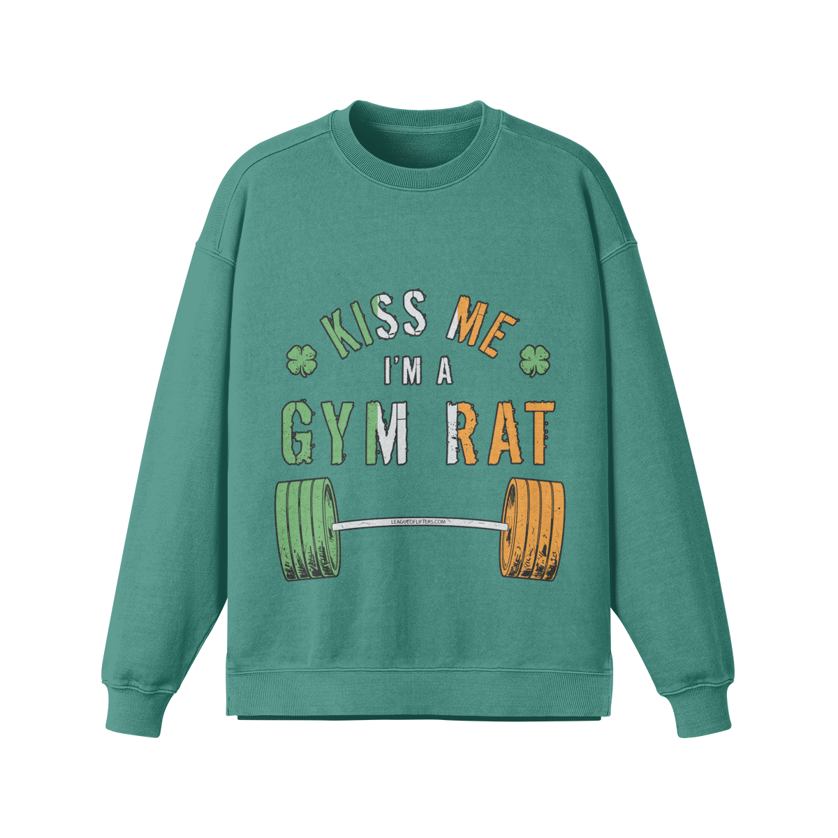 KISS ME I'M A GYM RAT- Oversized Long Sleeve Sweatshirt-Wintergreen Dream-League of Lifters