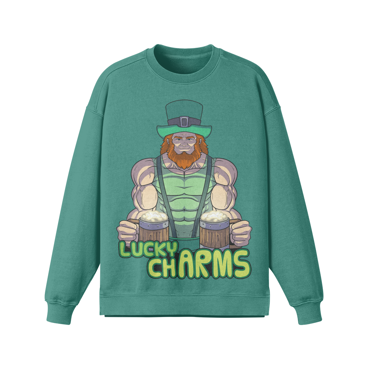 LUCKY CHARMS- Oversized Long Sleeve Sweatshirt-Wintergreen Dream-League of Lifters